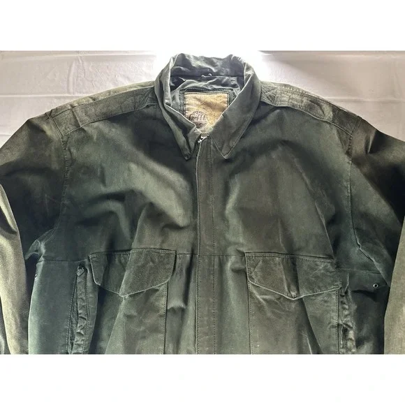 Vintage G III Suede Leather Bomber Jacket Green Size 26 / 28 - Picture 7 of 15